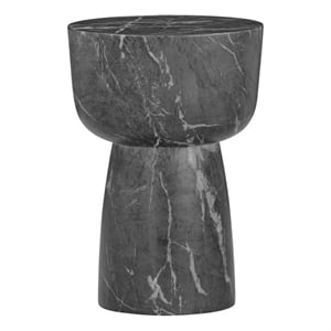 Charra Black Faux Marble Indoor/Outdoor Side Table