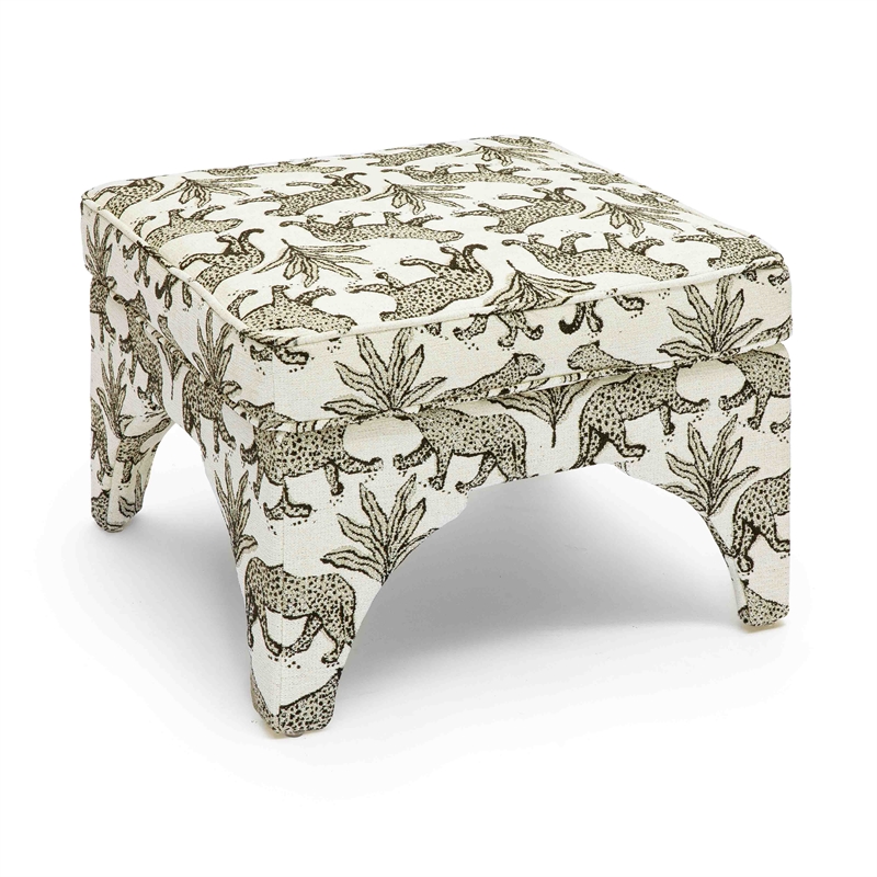Raji Taupe Leopard Jacquard Ottoman