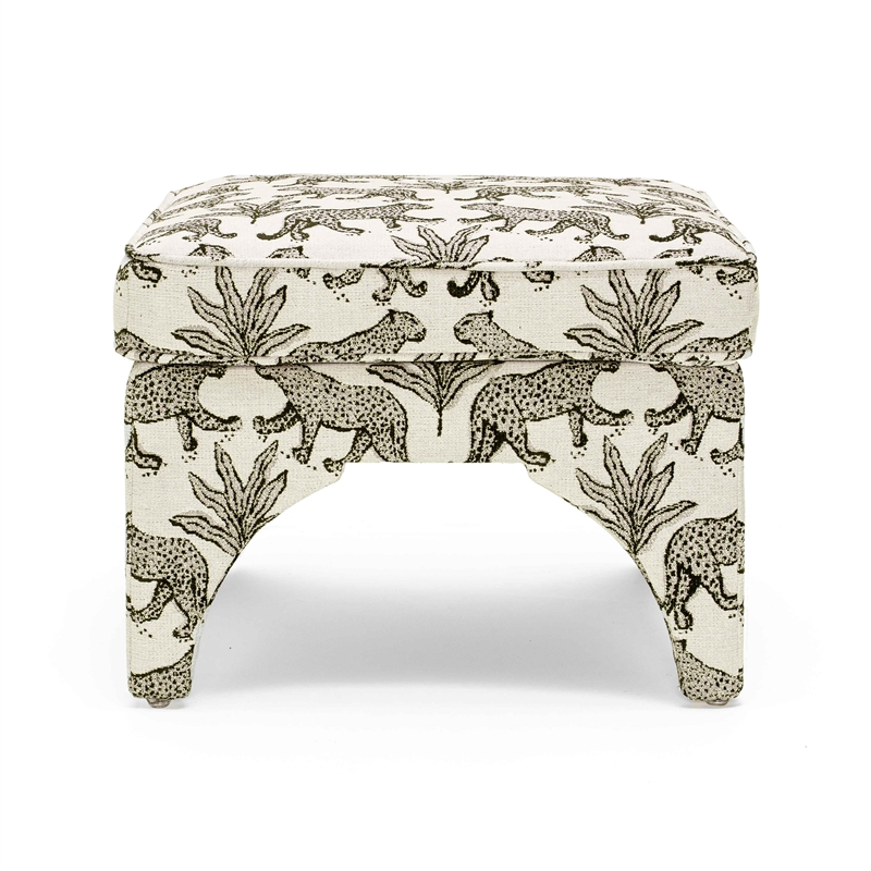 Raji Taupe Leopard Jacquard Ottoman