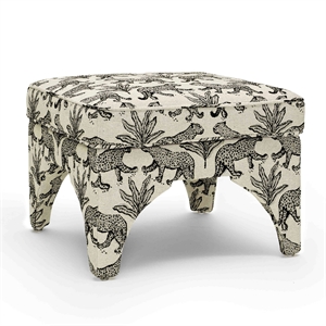 Raji Taupe Leopard Jacquard Ottoman