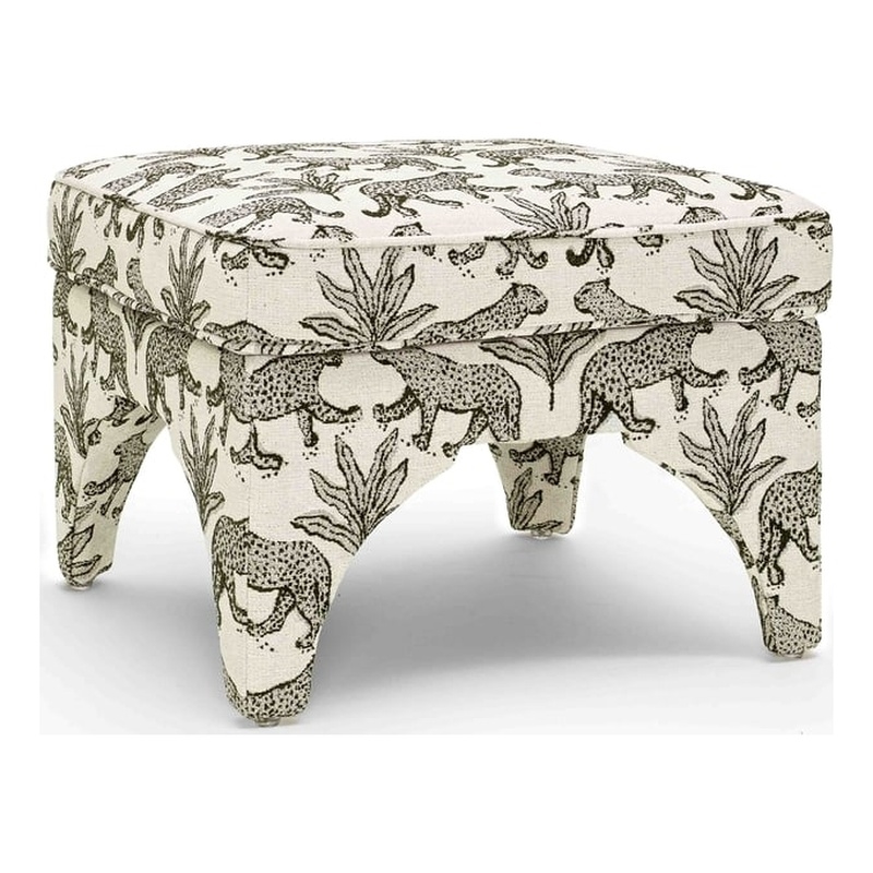Raji Taupe Leopard Jacquard Ottoman
