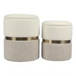 Gigi Cream and Tan Chenille Storage Ottoman - Set of 2
