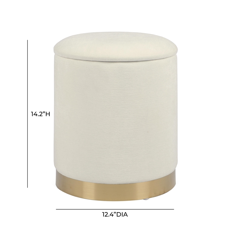 Zoe Cream Chenille Storage Ottoman