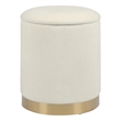 Zoe Cream Chenille Storage Ottoman