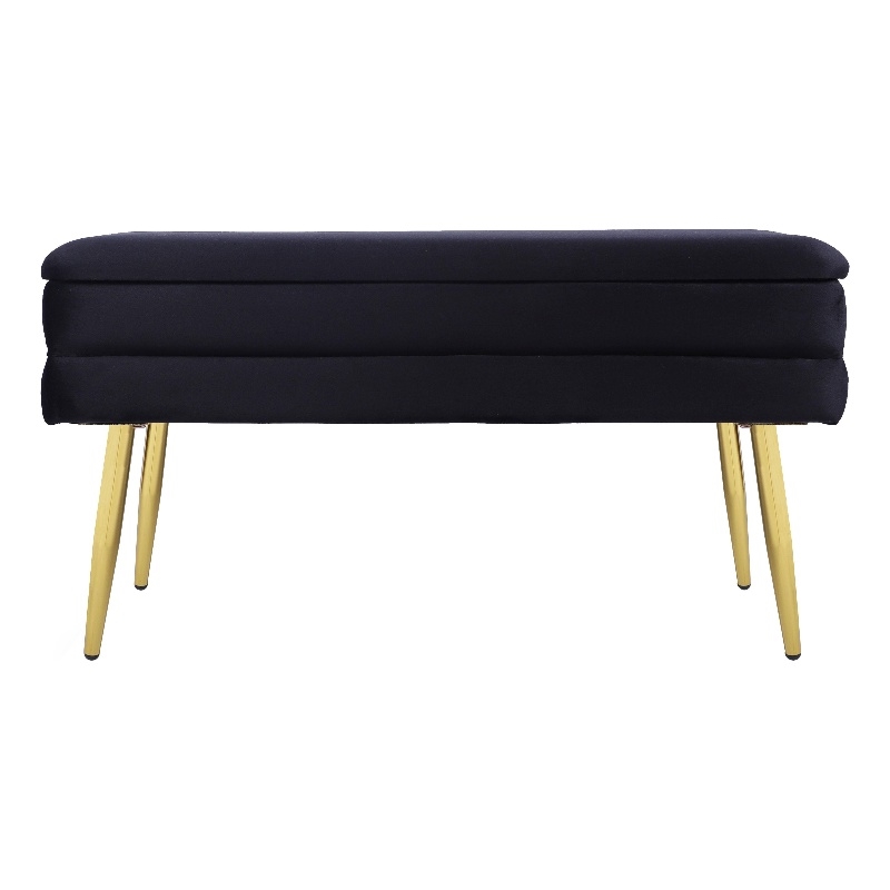 Ziva Black Velvet Storage Bench