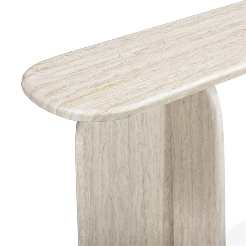 Clementine Faux Travertine Console Table