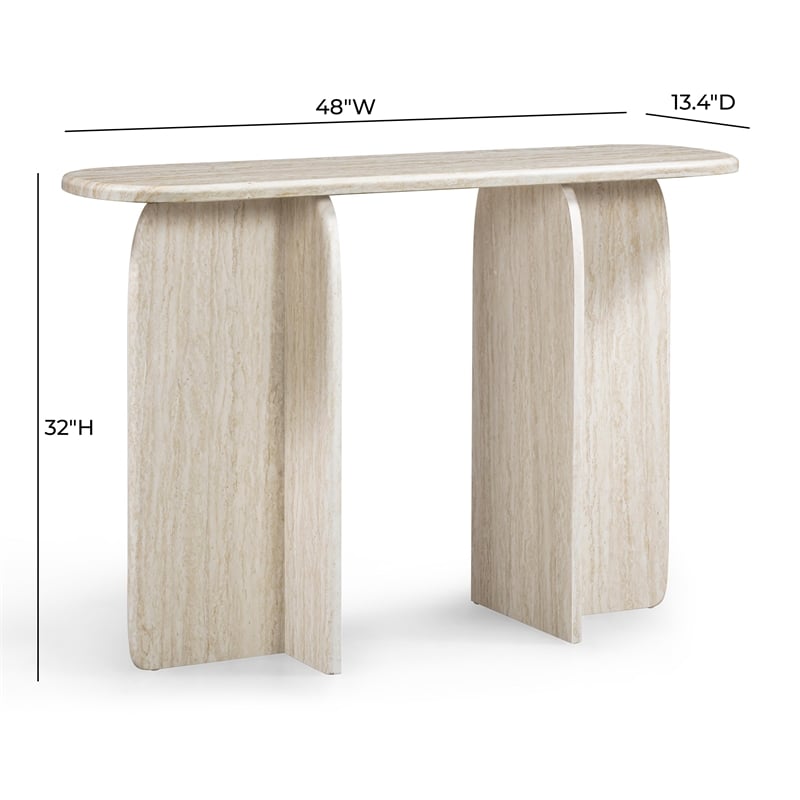 Clementine Faux Travertine Console Table