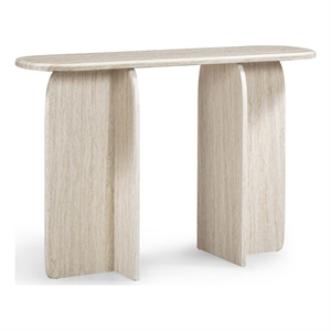 Clementine Faux Travertine Console Table