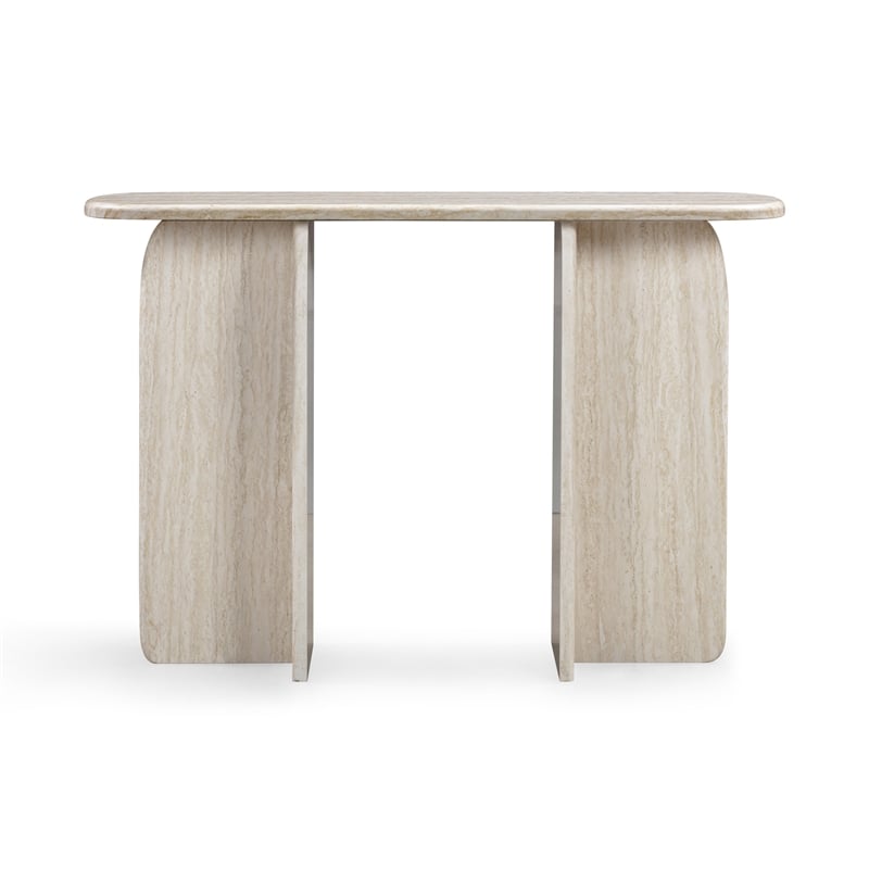 Clementine Faux Travertine Console Table