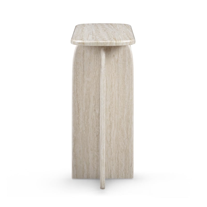 Clementine Faux Travertine Console Table