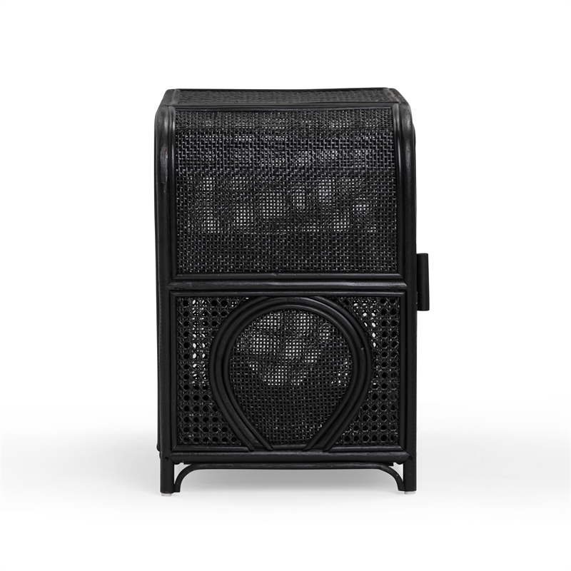 Tina Black Rattan Nightstand