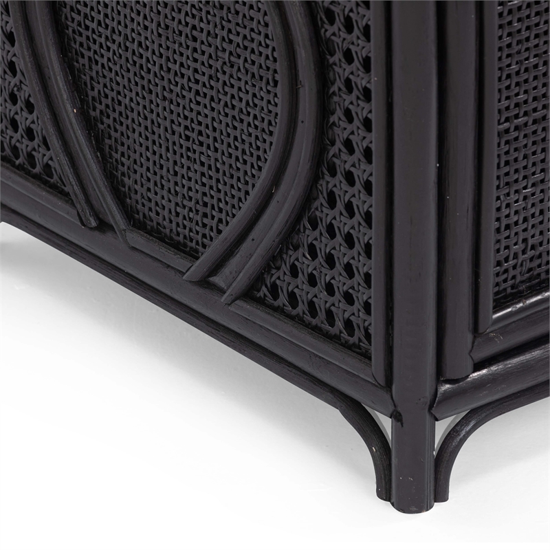 Tina Black Rattan Nightstand