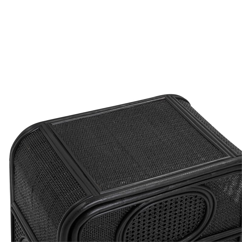 Tina Black Rattan Nightstand