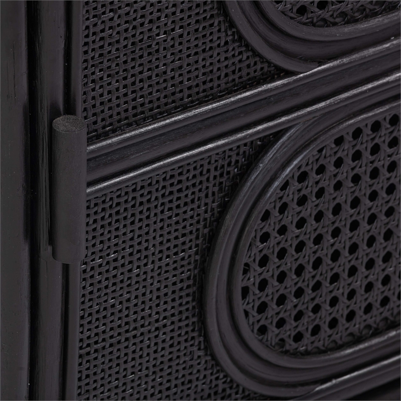 Tina Black Rattan Nightstand