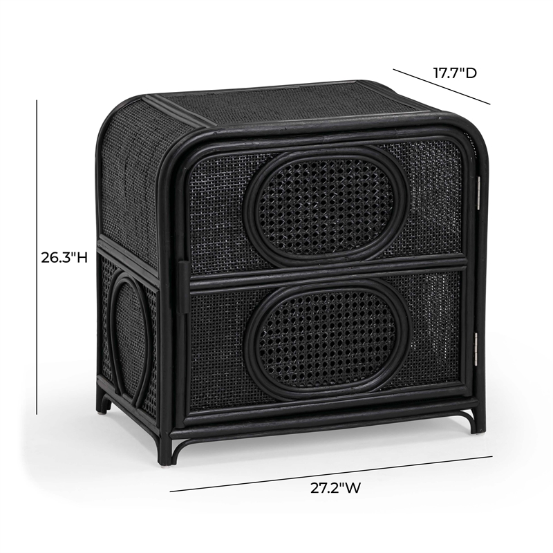 Tina Black Rattan Nightstand