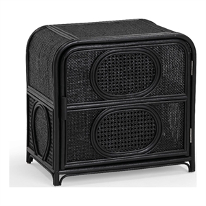 Tina Black Rattan Nightstand