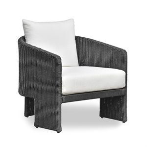 Alexa Black Rattan Performance Fabric Outdoor Armchair