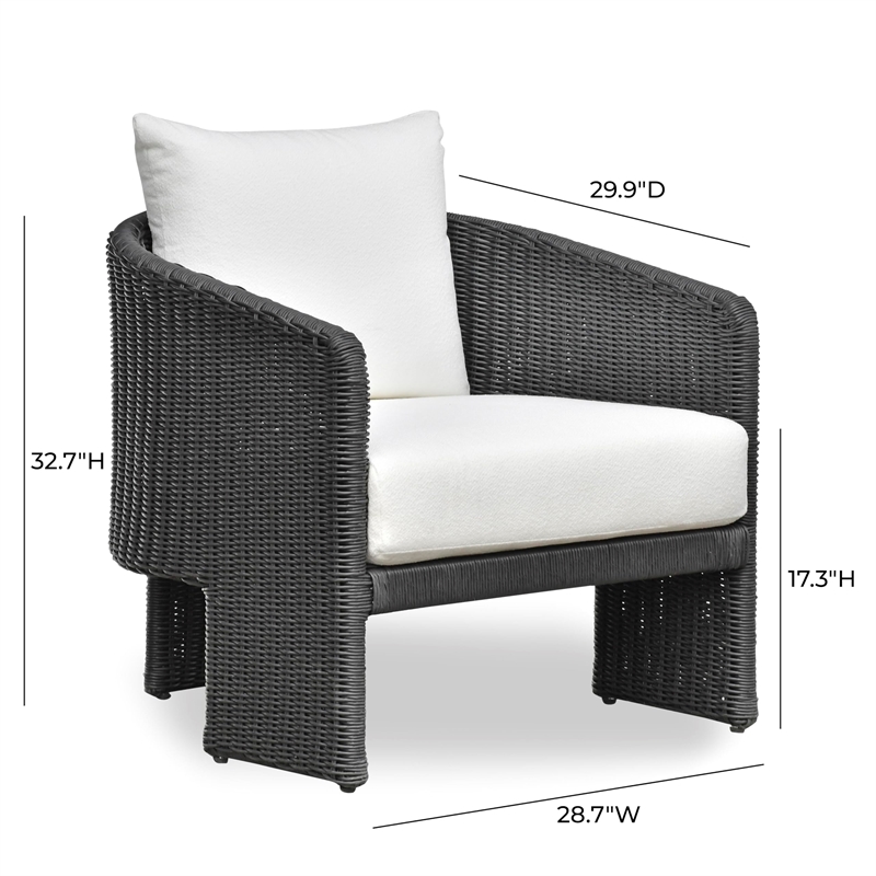 Alexa Black Rattan Performance Fabric Outdoor Armchair