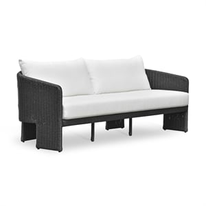 Alexa Black Rattan Performance Fabric Outdoor Sofa
