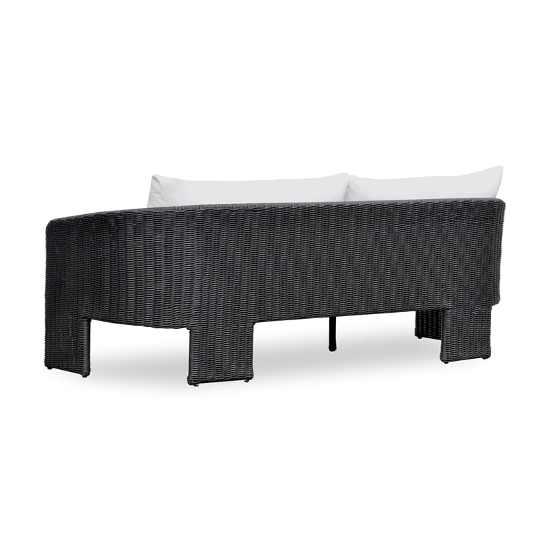 Alexa Black Rattan Performance Fabric Outdoor Sofa