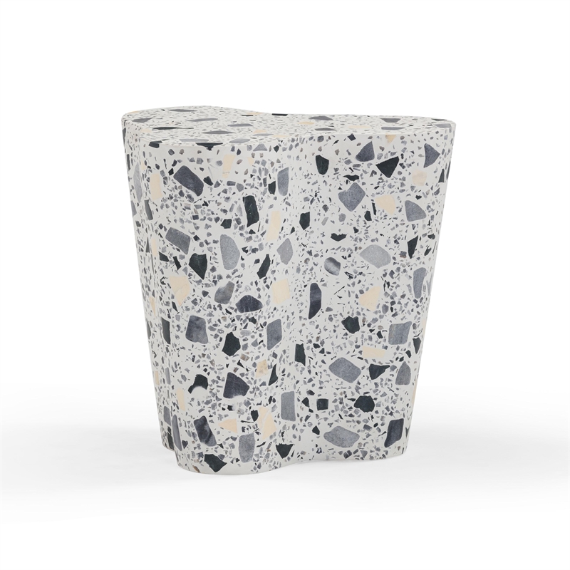 Slab Black & White Riverbed Terrazzo Side Table