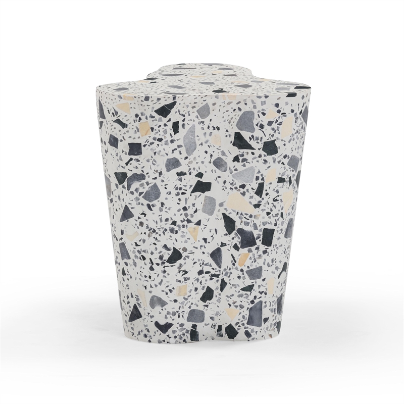 Slab Black & White Riverbed Terrazzo Side Table