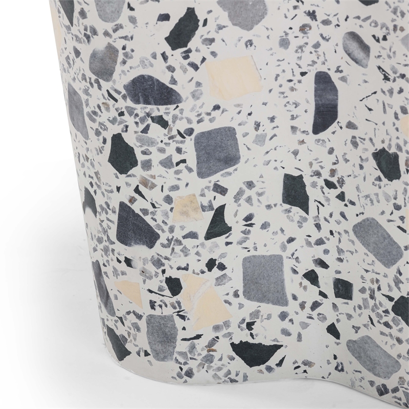 Slab Black & White Riverbed Terrazzo Side Table