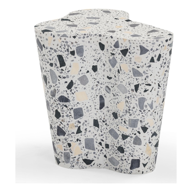Slab Black & White Riverbed Terrazzo Side Table