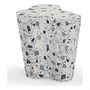 Slab Black & White Riverbed Terrazzo Side Table