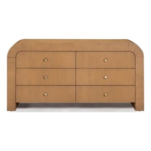 Hump 6 Drawer Natural Wooden Dresser