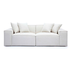 Mindy Cream Chenille Basketweave Modular Loveseat