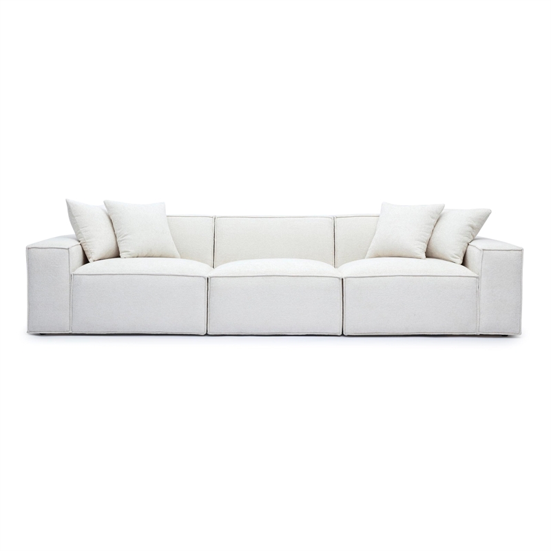 Mindy Cream Chenille Basketweave Modular Sofa