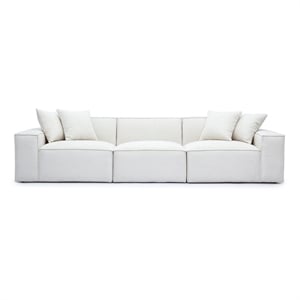 Mindy Cream Chenille Basketweave Modular Sofa