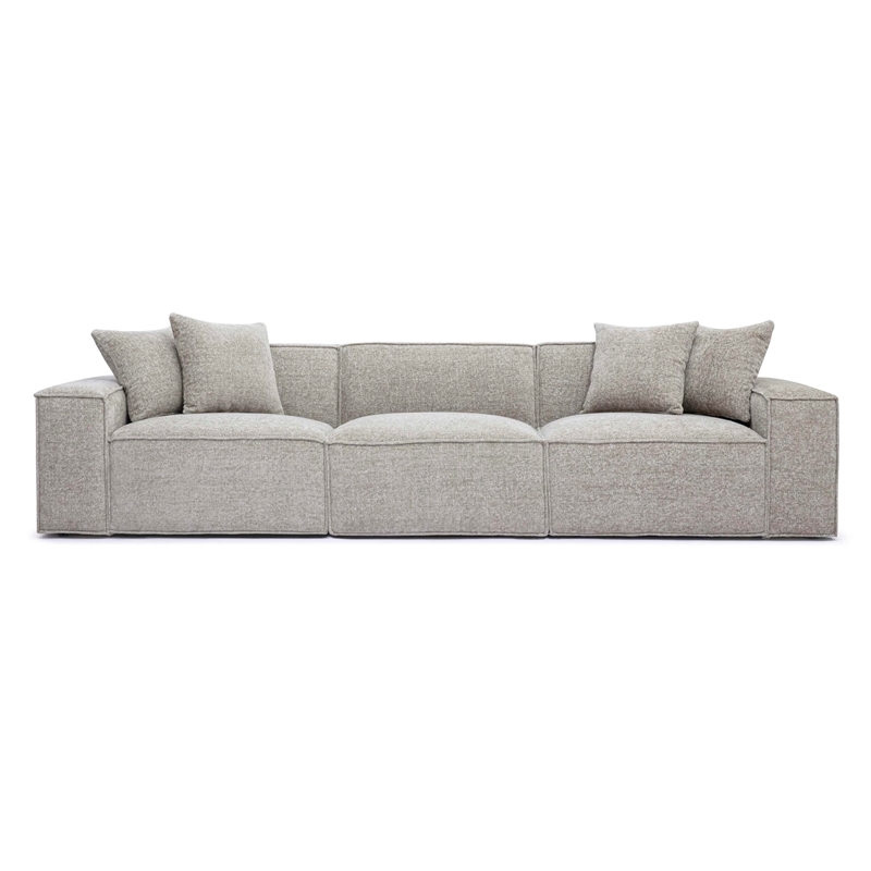 Mindy Taupe Chenille Basketweave Modular Sofa