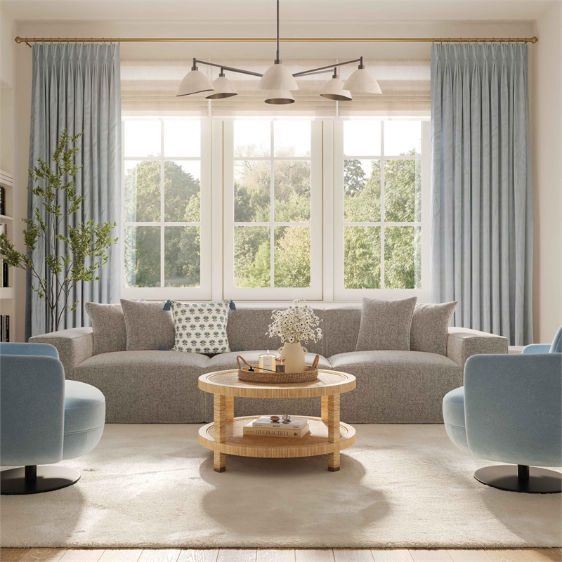 Mindy Taupe Chenille Basketweave Modular Sofa