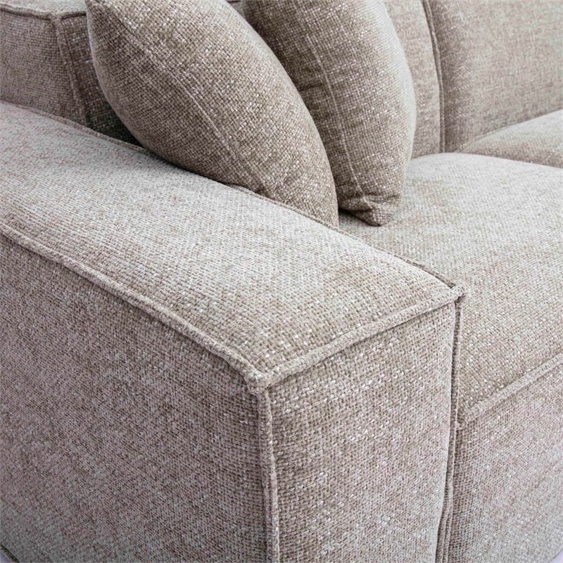 Mindy Taupe Chenille Basketweave Modular Sofa