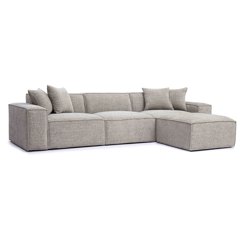 Mindy Taupe Chenille Basketweave Modular Sectional