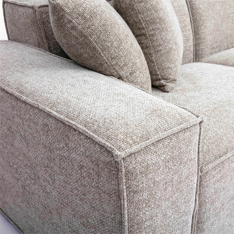 Mindy Taupe Chenille Basketweave Modular Sectional