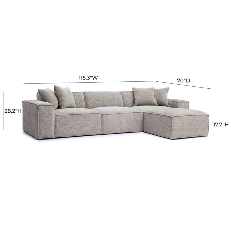 Mindy Taupe Chenille Basketweave Modular Sectional