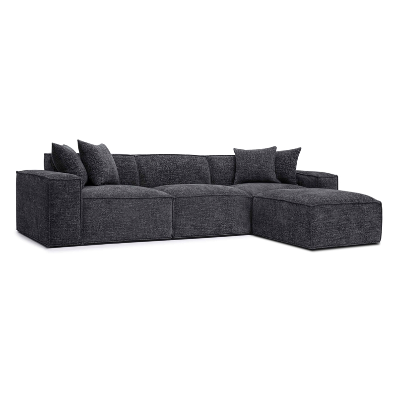 Mindy Charcoal Chenille Basketweave Modular Sectional