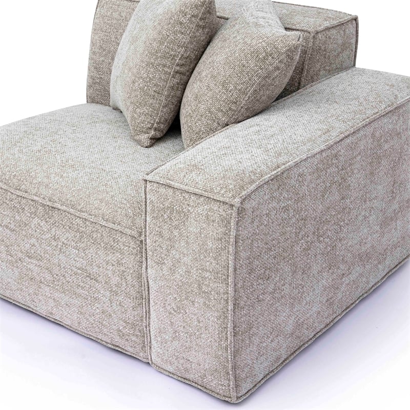 Mindy Taupe Chenille Basketweave RAF Corner Chair