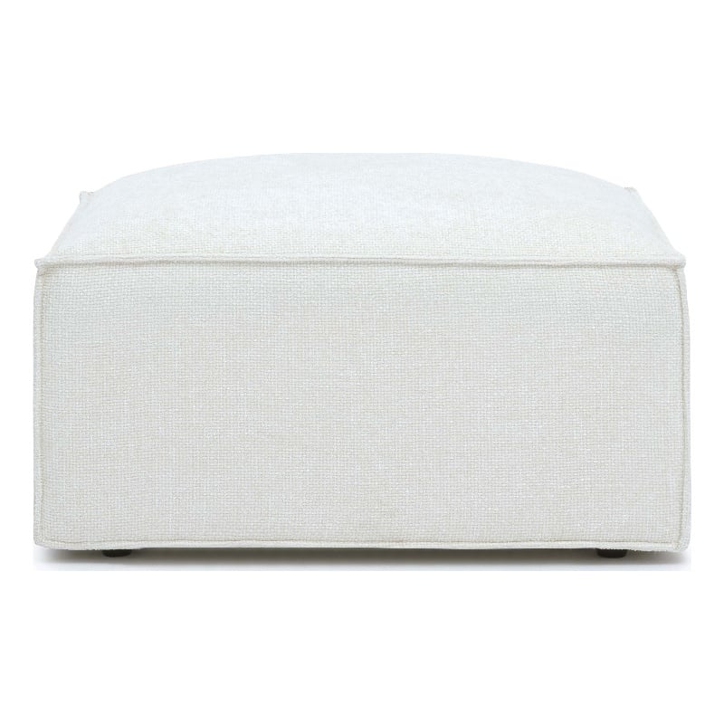 Mindy Cream Chenille Basketweave Ottoman