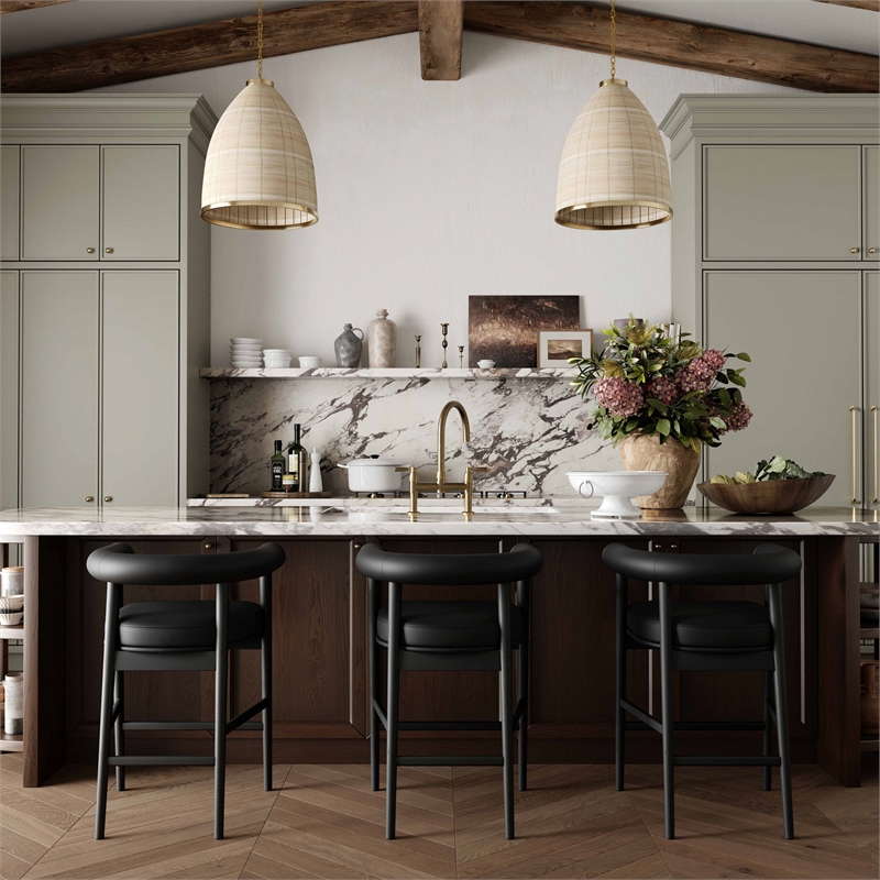 Spara Black Vegan Leather Counter Stool