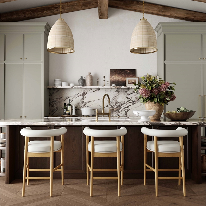 Spara White Vegan Leather Counter Stool