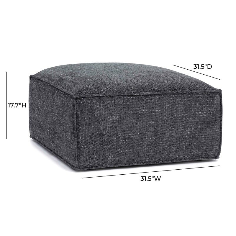 Mindy Charcoal Chenille Basketweave Ottoman