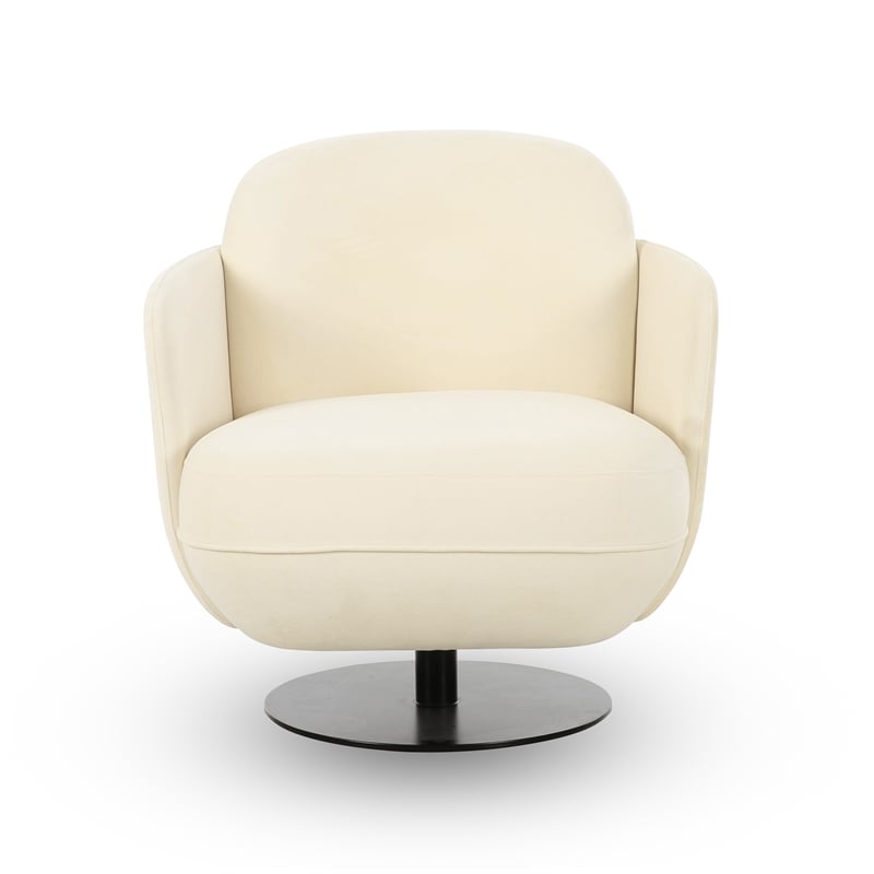 Solange Cream Velvet Swivel Chair