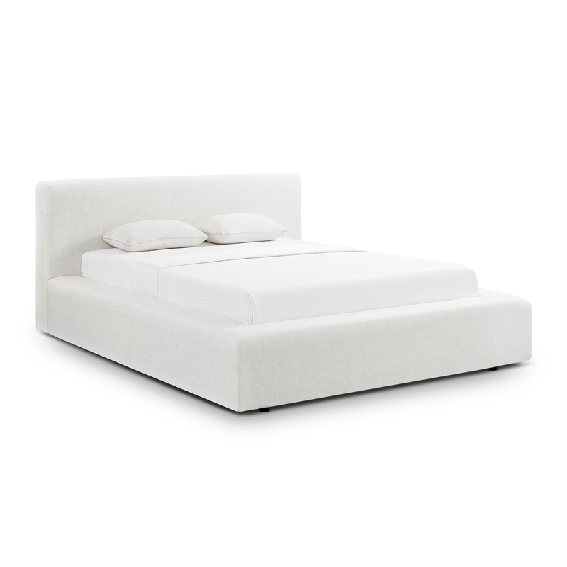 Meena Cream Upcycled Linen Storage Queen Bed