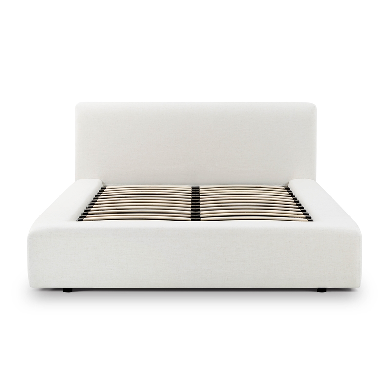 Meena Cream Upcycled Linen Storage Queen Bed