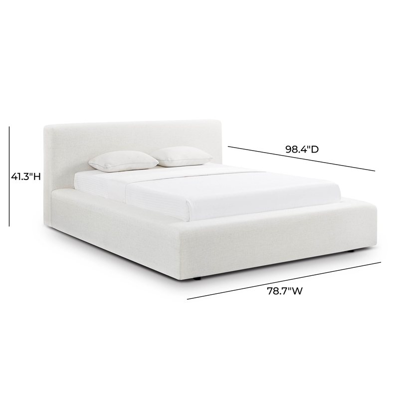 Meena Cream Upcycled Linen Storage Queen Bed