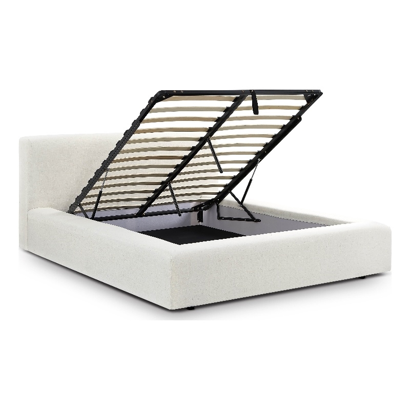 Meena Cream Upcycled Linen Storage Queen Bed